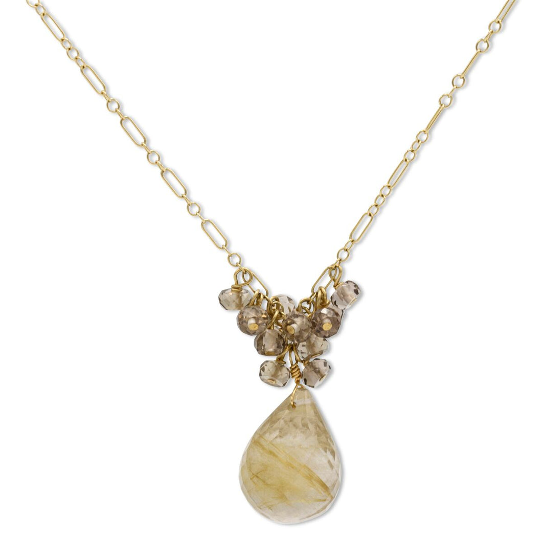 Briolette Quartz Necklace in 14K Yellow Gold