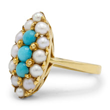 Load image into Gallery viewer, Turquoise and Pearl Navette Ring
