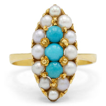 Load image into Gallery viewer, Turquoise and Pearl Navette Ring
