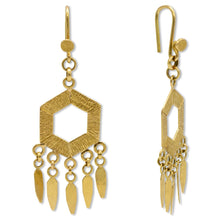 Load image into Gallery viewer, Hexagon Fringe Earrings
