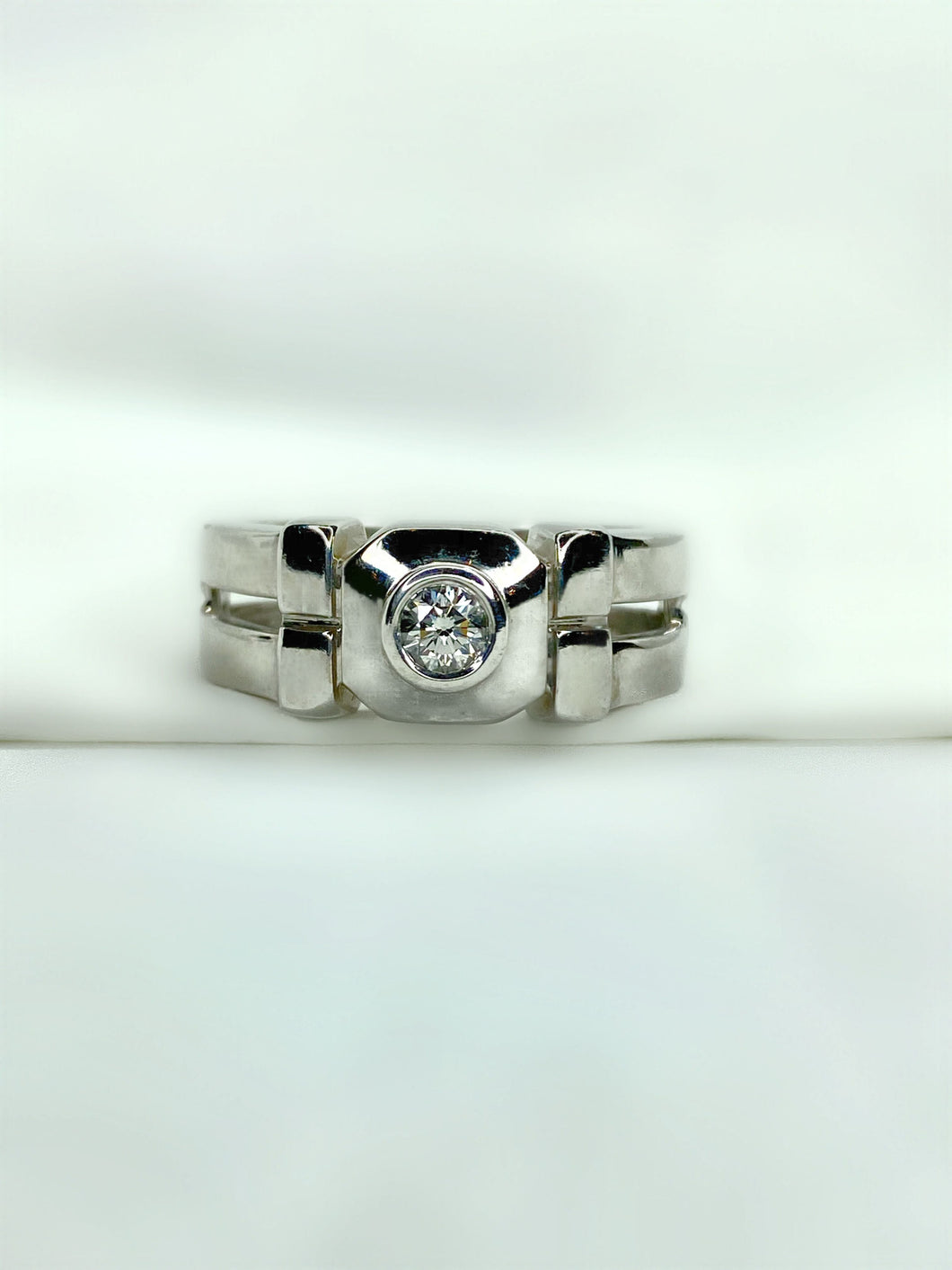 Men's Diamond Solitaire White Gold Ring